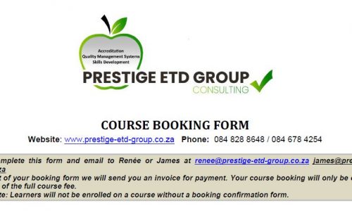 Short Course Booking Form 2019